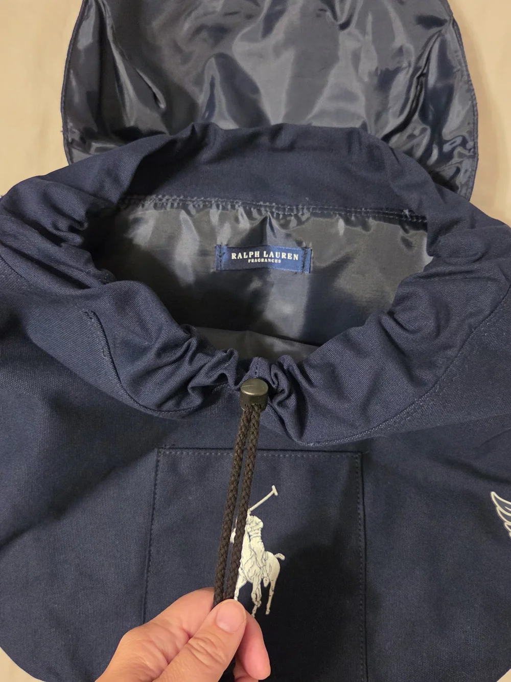 Polo Ralph Lauren Fragrances Navy Canvas Backpack GWP Logo Varsity RARE